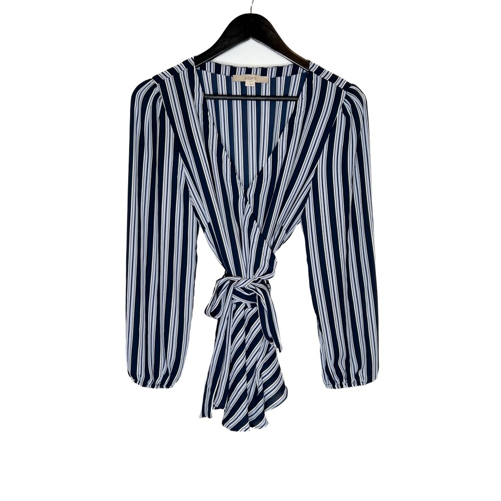 Loft Blouse Wrap Blouse Long Sleeve Striped Blouse